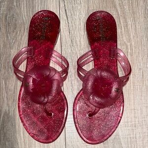 Vintage Chanel pink flower glittery jelly‎ sandals